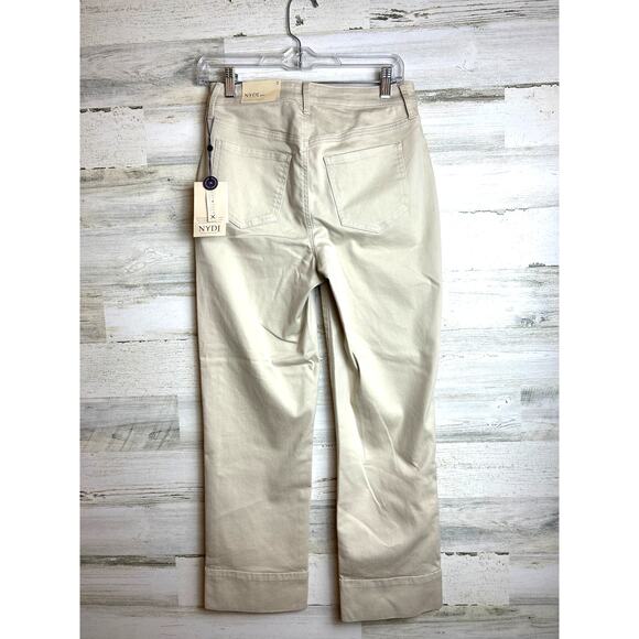 NYDJ Women’s 2 Beige Feather Straight Roll Cuff Utility Cargo Denim Pants NWT - Picture 2 of 8